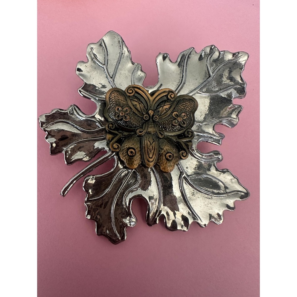 Vintage Sylvia Dahl Butterfly‎ Maple Leaf Brooch Scarf Clip Neiman Marcus Signed